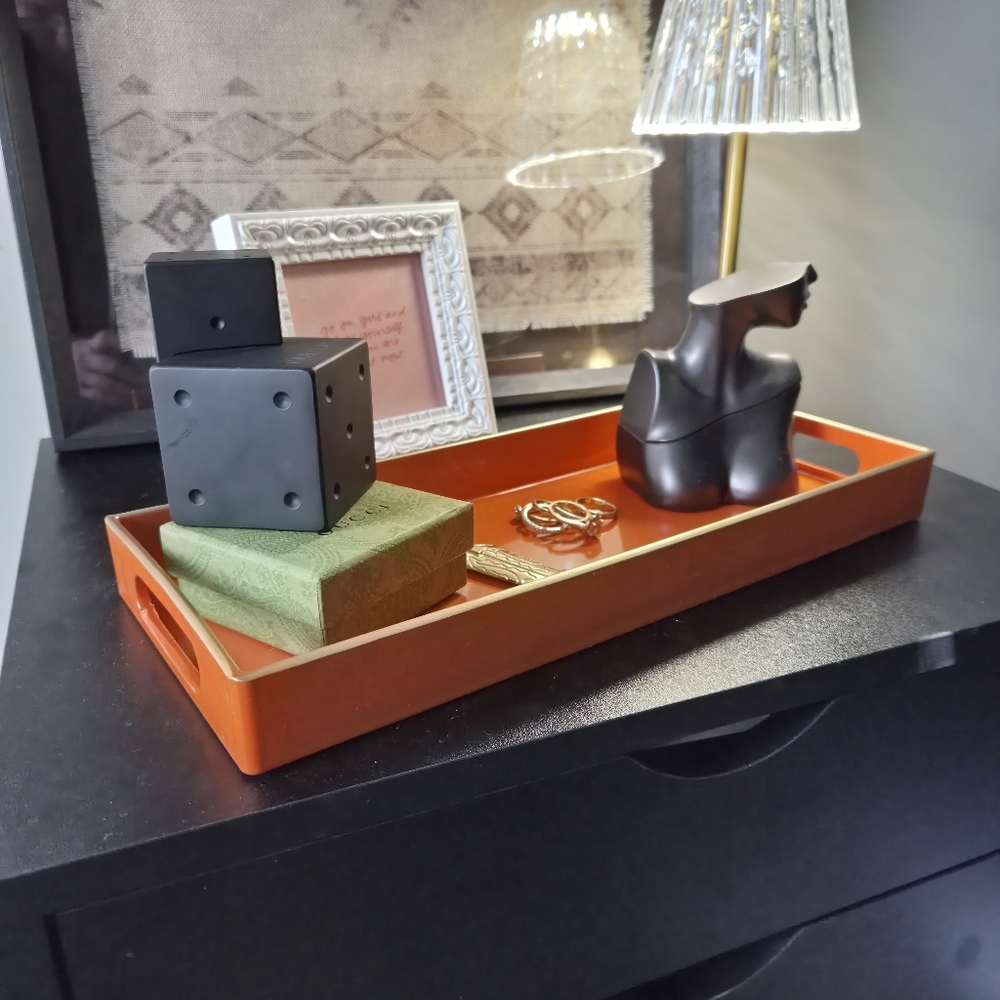 Orange Decorative Vanity Tray for Home Decor